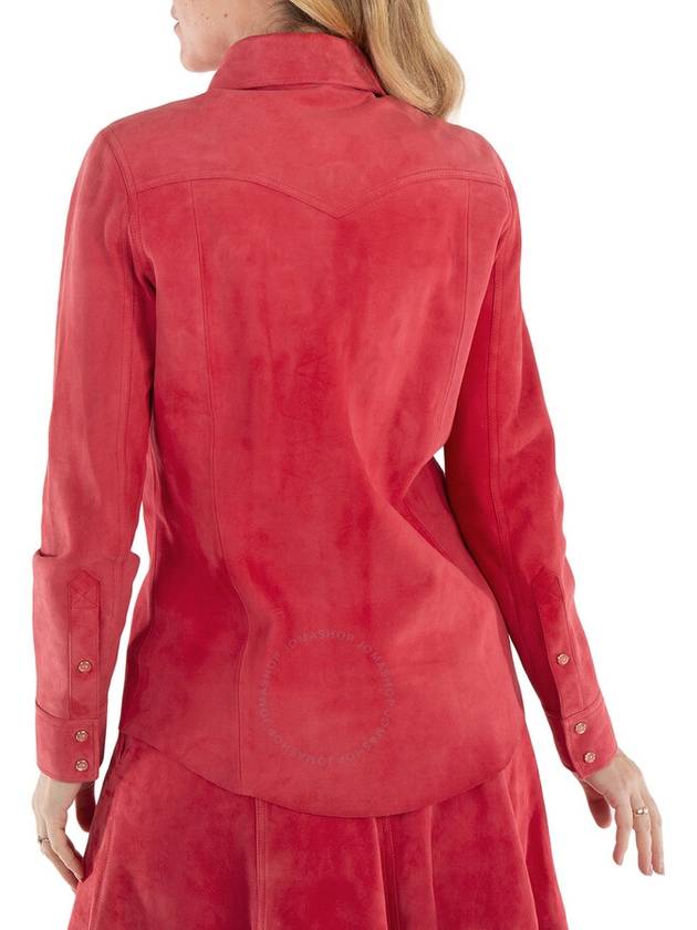 Chloe Scarlet Red Suede Long-Sleeve Shirt, Brand Size 36 (US Size 4) - CHLOE - BALAAN 3