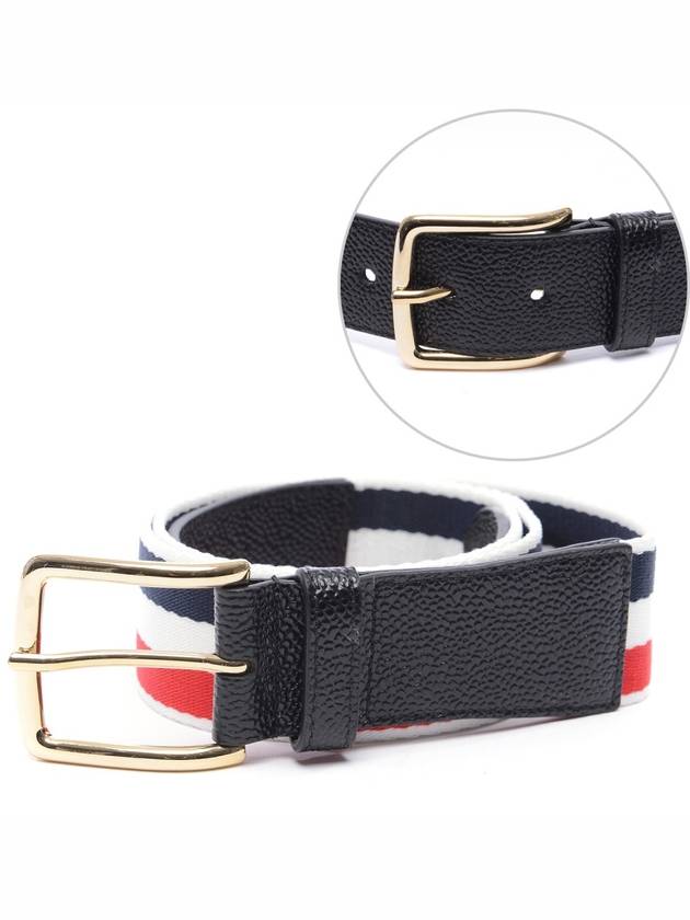 Calfskin Pebble Leather Belt Black - THOM BROWNE - BALAAN.