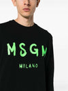 Logo Print Crew Neck Sweatshirt Black - MSGM - BALAAN 5