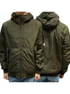 Men's Garment Dyed Crinkle Reps Recycled Nylon Primaloft TC Hooded Jacket Olive Green - STONE ISLAND - BALAAN 2