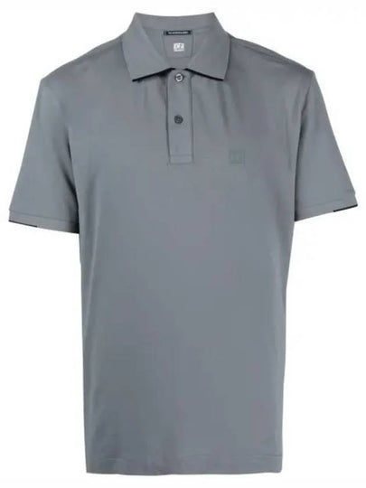 Men's Logo Patch Short Sleeve Polo Shirt Grey - CP COMPANY - BALAAN 2