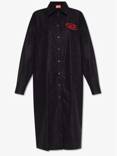 Rune D logo Embroidery Shirt Midi Dress Black - DIESEL - BALAAN 2