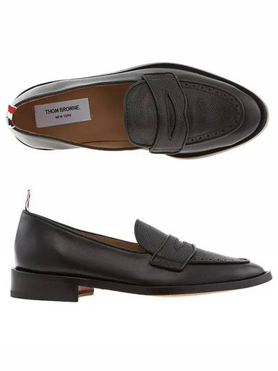 Men's Vitello Flexible Leather Sole Soft Penny Loafer Black - THOM BROWNE - BALAAN 2