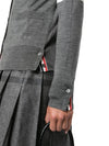 Sustainable Fine Merino Wool 4-Bar Relaxed Fit V-Neck Cardigan Medium Grey - THOM BROWNE - BALAAN 6