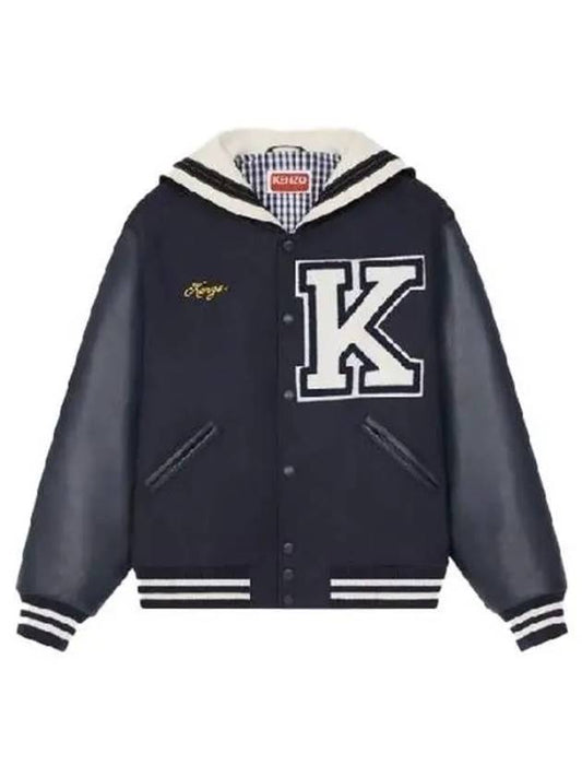 Men's Sailor Varsity Wool Jacket Navy - KENZO - BALAAN 2