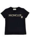 Moncler Kids 8 10 Logo Embroidered Short Sleeve T Shirt Black - MONCLER - BALAAN 1