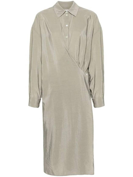 Straight Collar Twisted Dry Silk Midi Dress Light Misty Grey - LEMAIRE - BALAAN 1