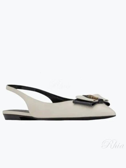 Anais Slingback Flats In Smooth And Patent Leather Ivory - SAINT LAURENT - BALAAN 2