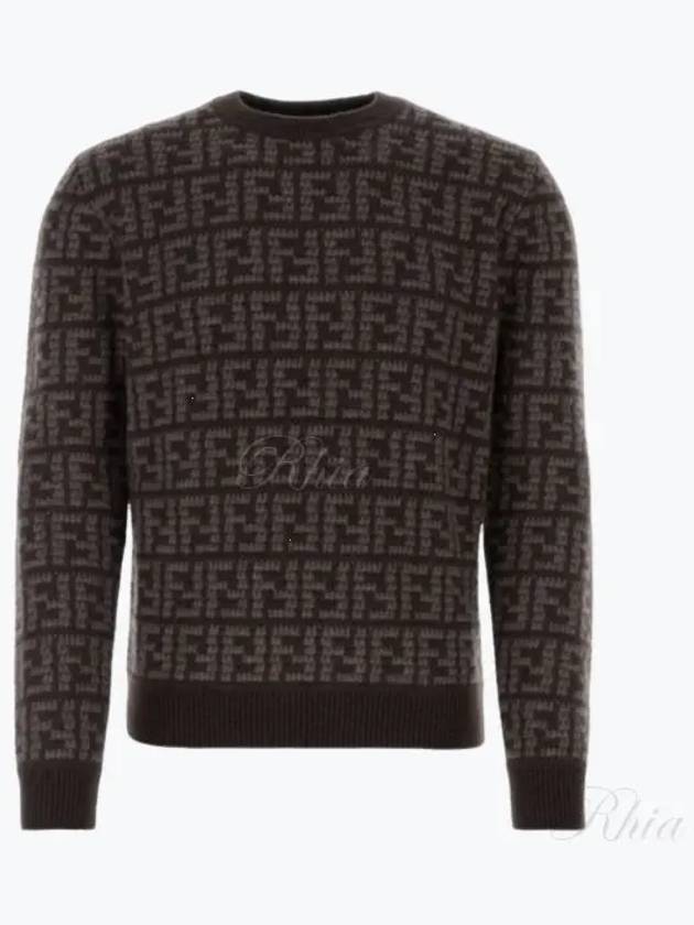 Men's Monogram Intarsia Knit Top Grey - FENDI - BALAAN 2