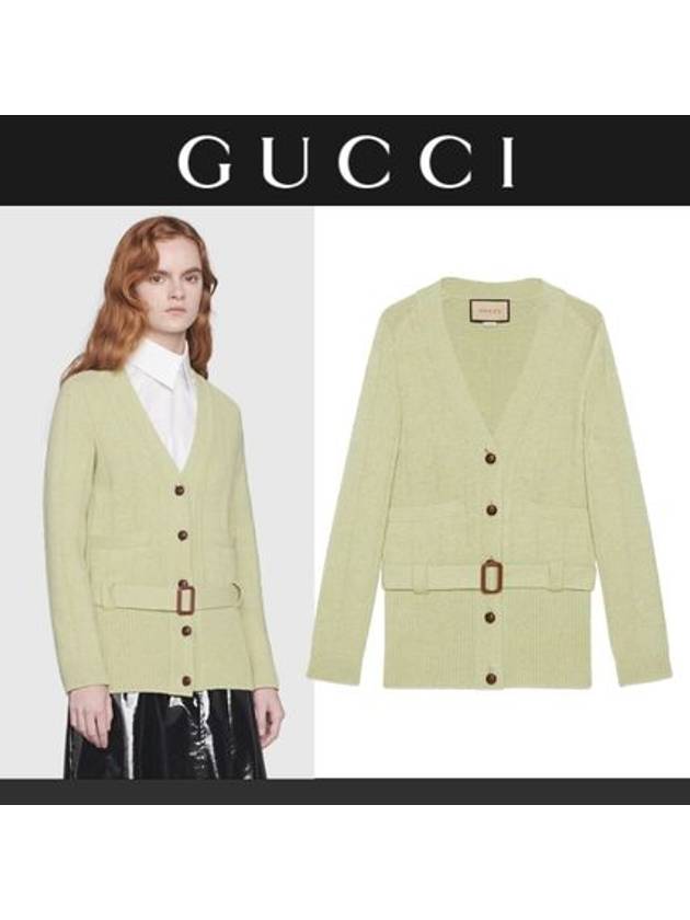 Belted rib wool knit cardigan - GUCCI - BALAAN 2