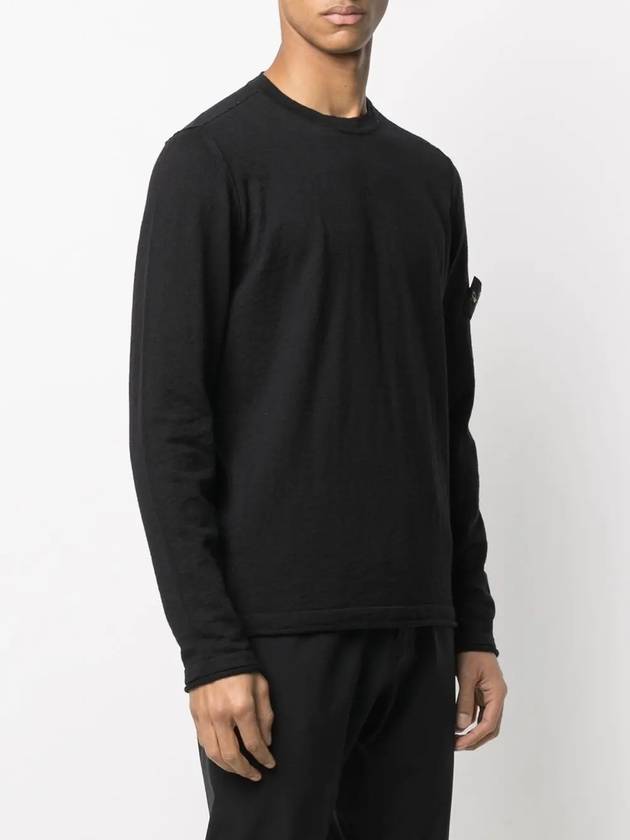 Wappen Patch Crew Neck Knit Top Black - STONE ISLAND - BALAAN 4