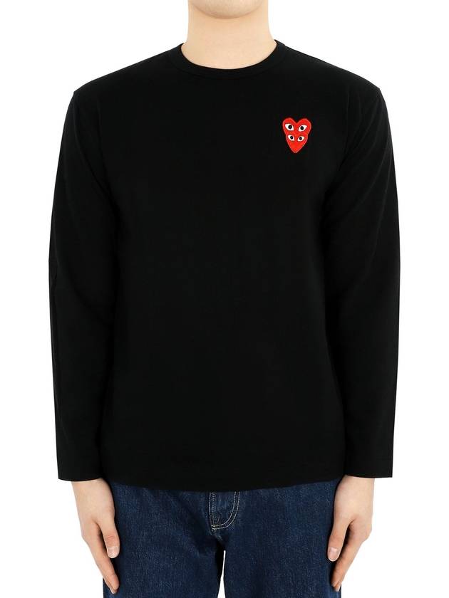 Men s Red Heart Patch Long Sleeve Black P1 T292 - COMME DES GARCONS - BALAAN 1