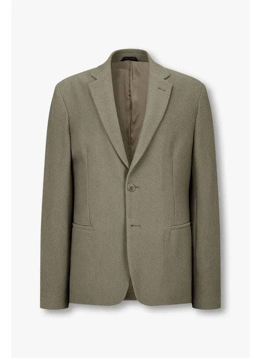 Men s Stretch Honeycomb Pattern Single Jacket Khaki - GIORGIO ARMANI - BALAAN 1