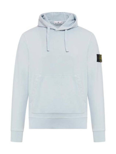 Logo Patch Cotton Fleece Hoodie Light Blue - STONE ISLAND - BALAAN 2