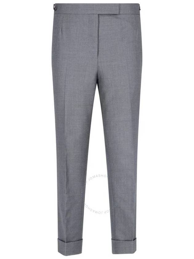 Tab Wool Turn-Up Straight Pants Grey - THOM BROWNE - BALAAN 2