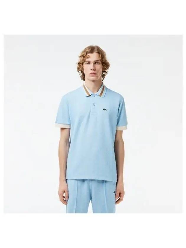 Men s Monogram Jacquard Polo Light Blue - LACOSTE - BALAAN 1