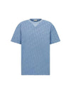 Oblique Terry Cotton Relaxed Fit Short Sleeve T-Shirt Blue - DIOR - BALAAN 1