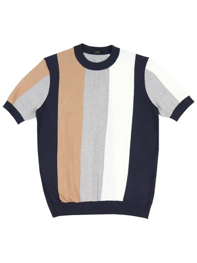 Multicolor striped viscose short sleeve knit STEE144 - IKALOOOK - BALAAN 1