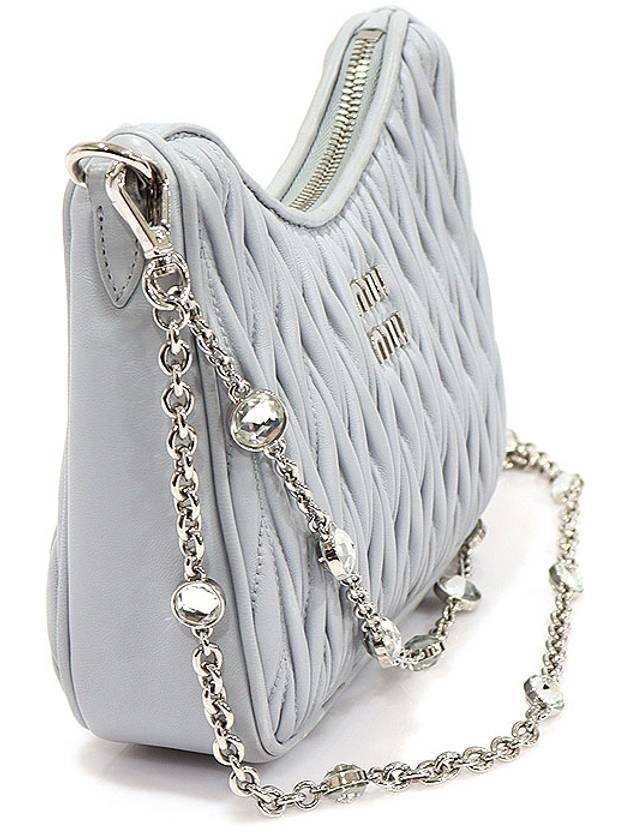 5BH211 Blue Gray Nappa Matelasse Crystal Chain 2WAY - MIU MIU - BALAAN 3