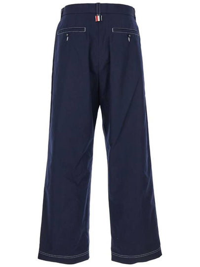 Mid rise tailored straight pants navy - THOM BROWNE - BALAAN 2