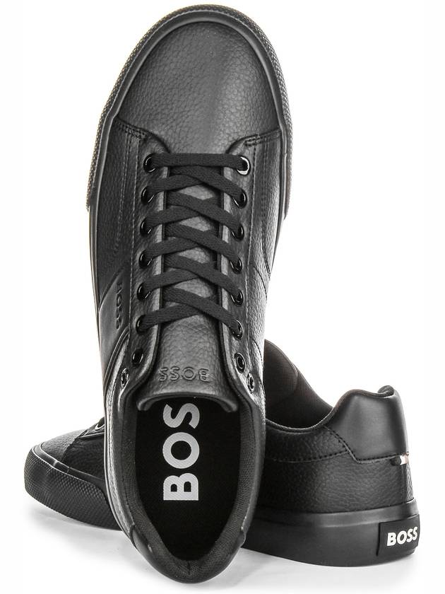 Green Faux leather trainers with plain and grained textures 50522833 005 sneakers - HUGO BOSS - BALAAN 3