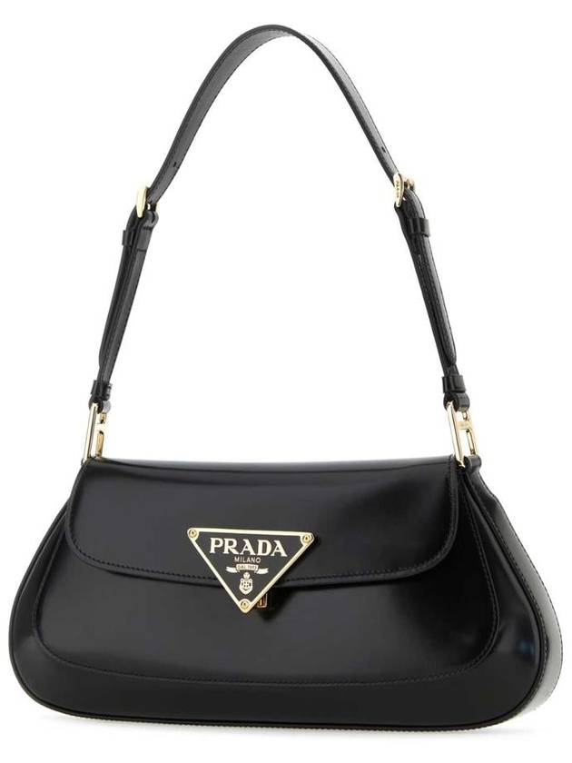 Triangle Logo Brushed Shoulder Bag Black - PRADA - BALAAN 3