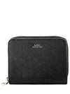 Emmanuelle Saffiano Compact Half Wallet Black - A.P.C. - BALAAN 2