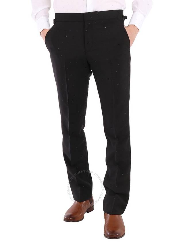 Burberry Men's Black Embellished Mohair Wool Classic Fit Tailored Trousers, Brand Size 48 (Waist Size 32.7") - BURBERRY - BALAAN 1