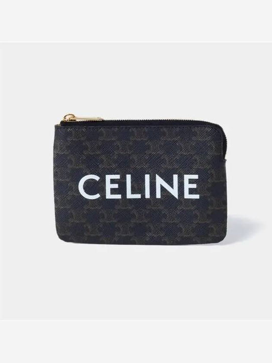 Triomphe Canvas Coin Card Wallet Black - CELINE - BALAAN 2