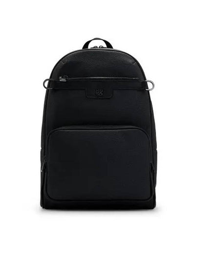 Stacked Logo Trim Faux Leather Backpack Black - HUGO BOSS - BALAAN 2