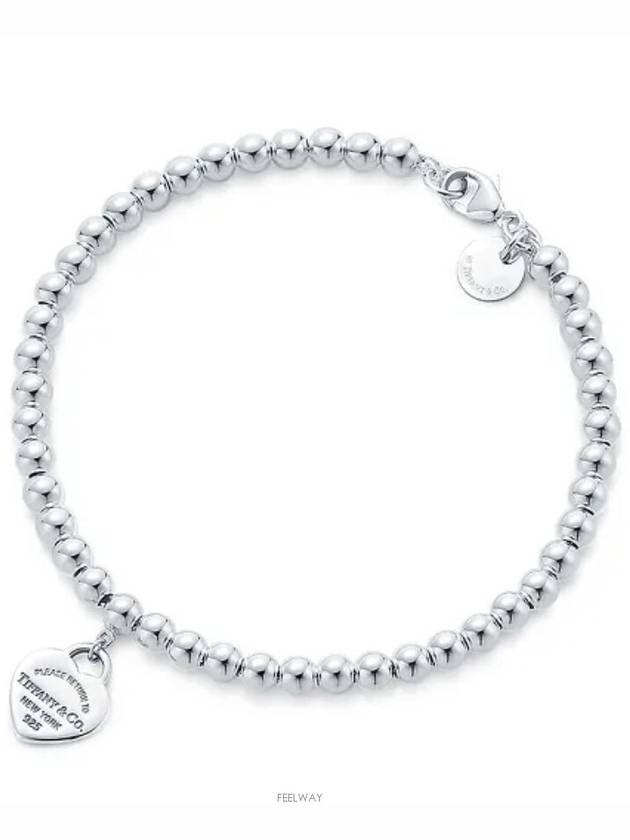 Heart Tag Bead Bracelet Blue Silver - TIFFANY & CO. - BALAAN 4