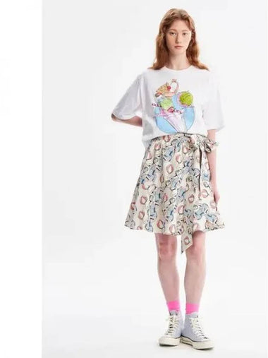 Women s Dancing Girls Print Wrap Mini Skirt Multico Domestic Product - MAISON KITSUNE - BALAAN 1