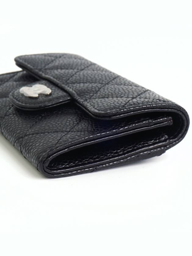 Classic Card Holder Grained Calfskin Silver Black - CHANEL - BALAAN 5