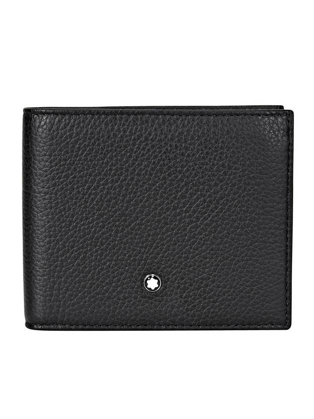 Logo Meisterstuck Soft Grain Leather Half Wallet Black - MONTBLANC - BALAAN 1