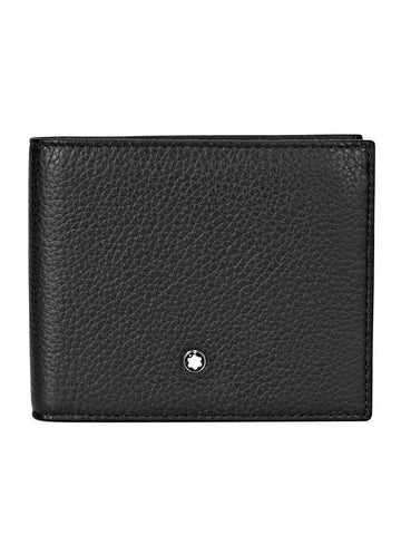 Logo Meisterstuck Soft Grain Leather Half Wallet Black - MONTBLANC - BALAAN 1