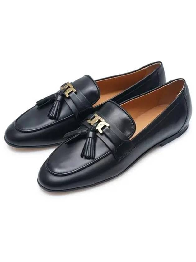 Tassel Embellished Leather Loafers Black - TOD'S - BALAAN 3