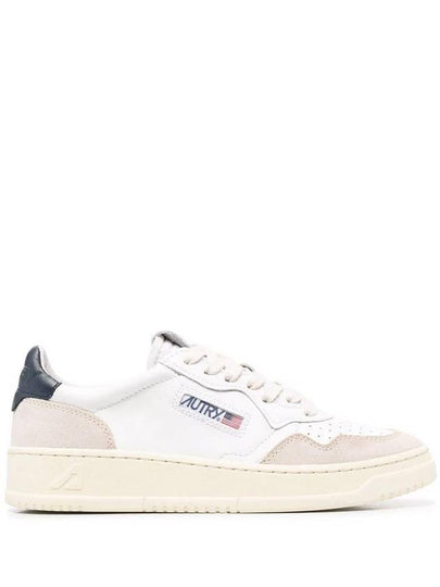 Women's Leather Suede Medalist Low Top Sneakers White Blue - AUTRY - BALAAN 2