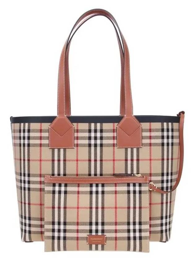 London Check Medium Cotton Tote Bag Archives Beige - BURBERRY - BALAAN 2