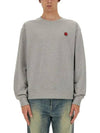 Boke Flower Embroidery Crew Neck Cotton Sweatshirt Grey - KENZO - BALAAN 2