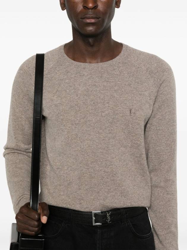 Cassandre crew neck long sleeve knit top beige - SAINT LAURENT - BALAAN 5