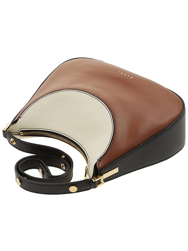 Two-Tone Milano Leather Small Shoulder Bag Brown - MARNI - BALAAN 6