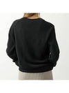 Heart Logo Merino Wool Cardigan Black - AMI - BALAAN 4