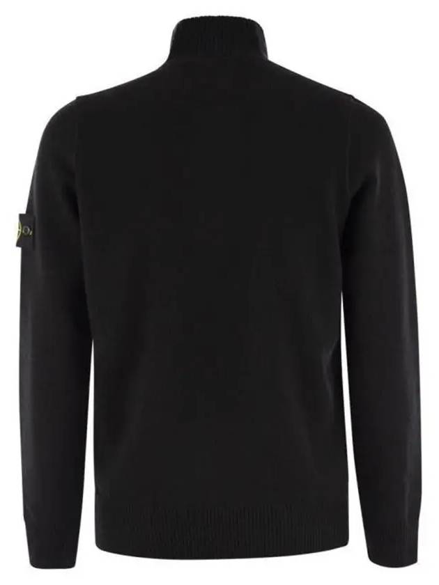 Wappen Patch Half Button Lambswool Knit Top Black - STONE ISLAND - BALAAN 4