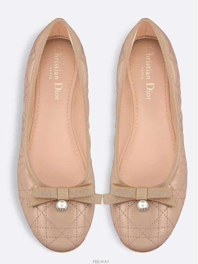 Quilted Cannage Calfskin Ballerina Flat Pink - DIOR - BALAAN 4