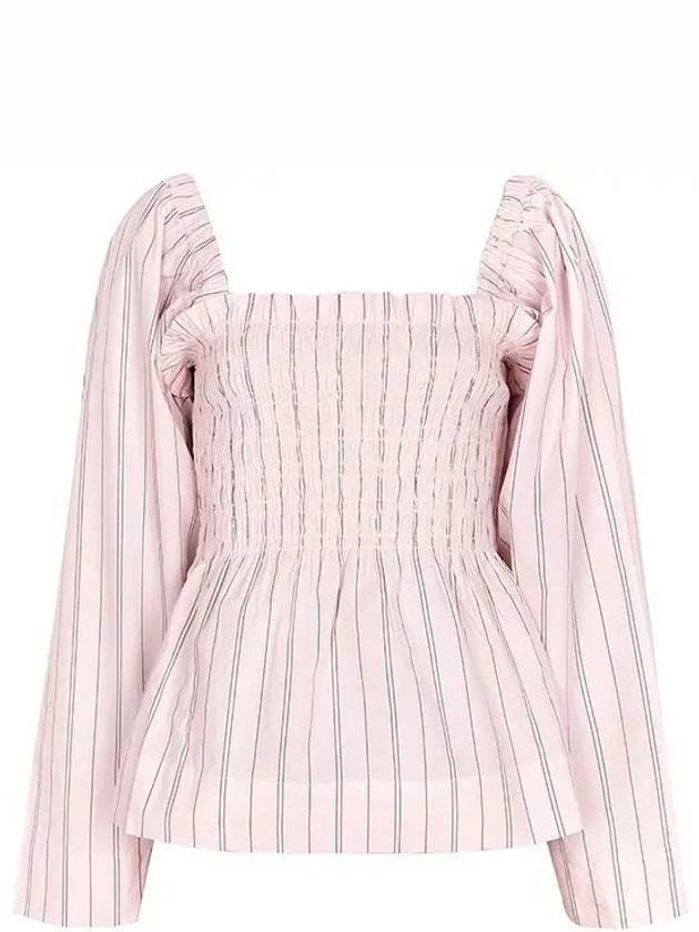 Stripe Smoke Blouse Pink - GANNI - BALAAN 2