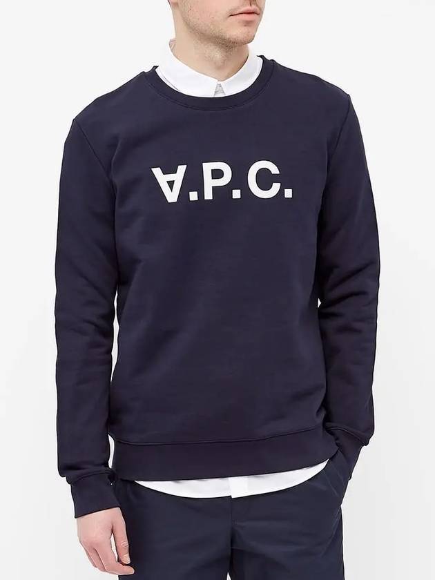 Men's VPC Logo Print Crew Neck Sweatshirt Navy - A.P.C. - BALAAN 5