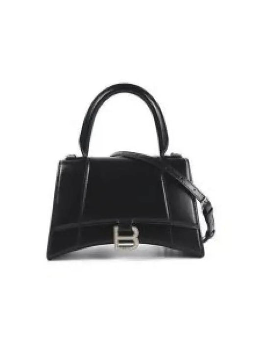 Hourglass Top Handle Strap Small Tote Bag Black Silver - BALENCIAGA - BALAAN 2