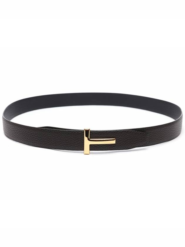 Reversible T Logo Leather Belt Dark Brown - TOM FORD - BALAAN 5