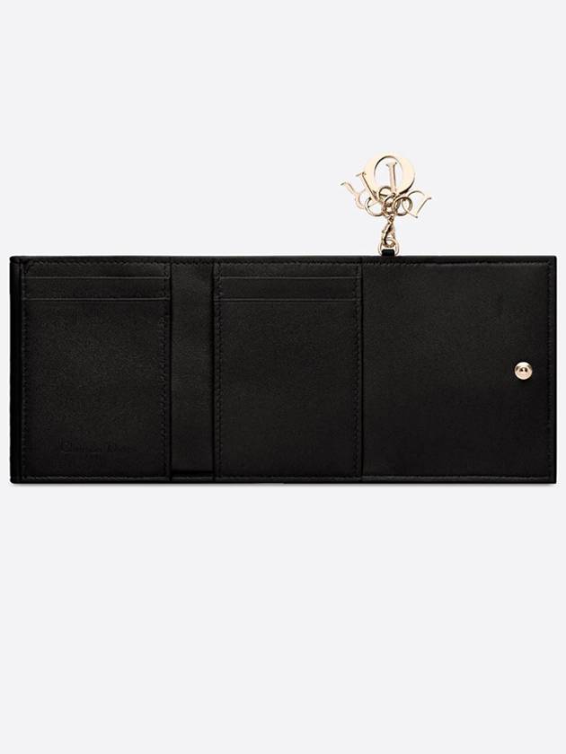 Lady Lotus Cannage Lambskin Half Wallet Black - DIOR - BALAAN 6