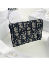 Women's Oblique Jacquard Saddle Card Wallet Blue - DIOR - BALAAN 4